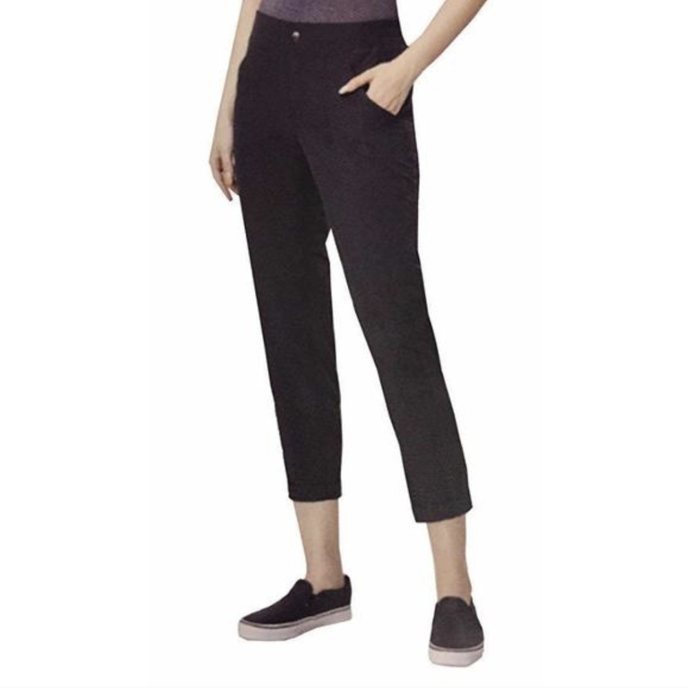 MPG Sport Womens Black Cuffed Travel Capri Pants Size XL